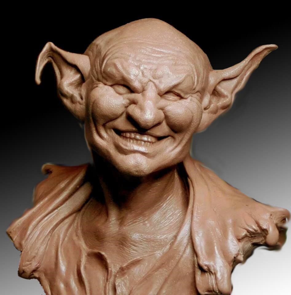 Goblin in oil clay before the mould. Still deciding on the ears.