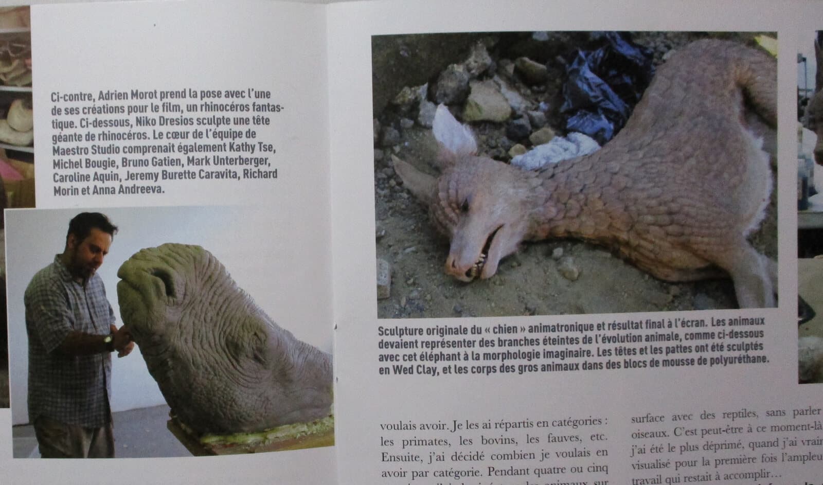 Magazine spread showing the Noah animals in the workshop